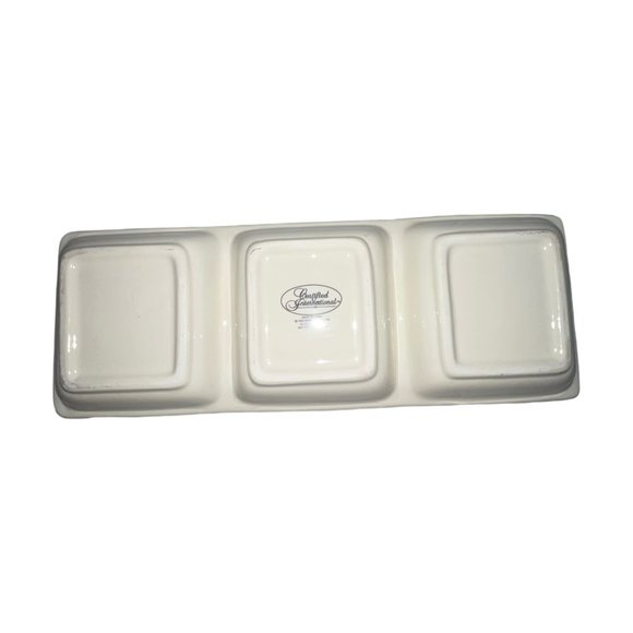 Certified International China Tre Sorelle 3 Part Divided Relish Tray Wine - Picture 4 of 6
